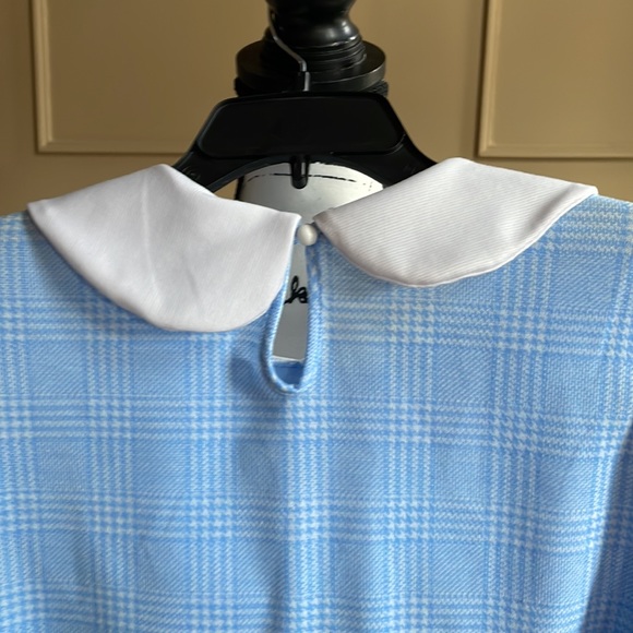 My Violet “Debbie” Long Sleeve Crop Top in Blue Plaid - Picture 4 of 5